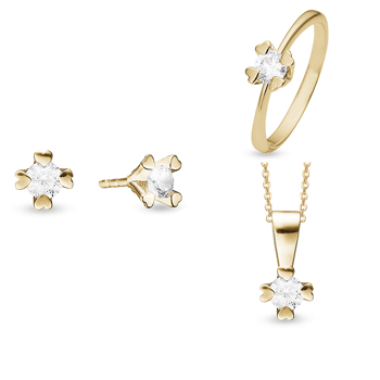 Mary 8 & 14 kt guld smykkesæt med i alt 4 x 0,10 til 4 x 1,00 ct labgrown diamanter Wesselton VS